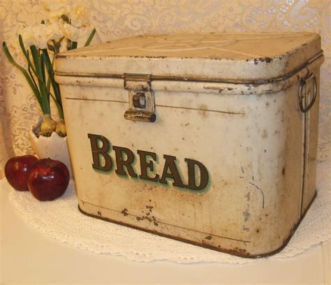 metal.bread box|vintage metal bread box.